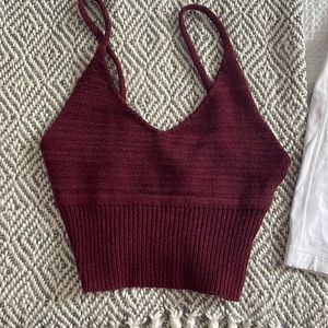 Crochet maroon crop tank